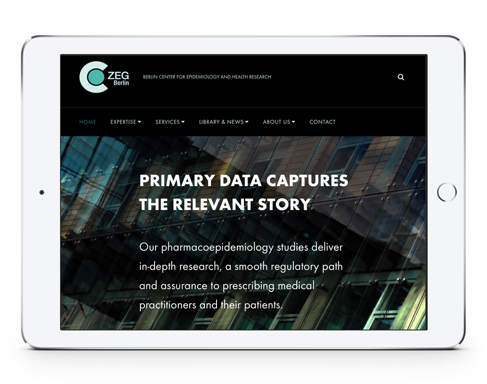 ZEG Berlin Home Page on tablet