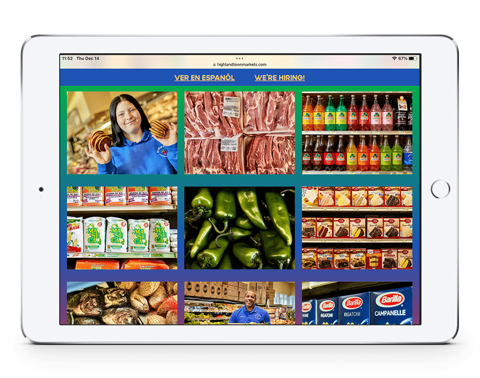 The Markets at Highlandtown Website on Tablet