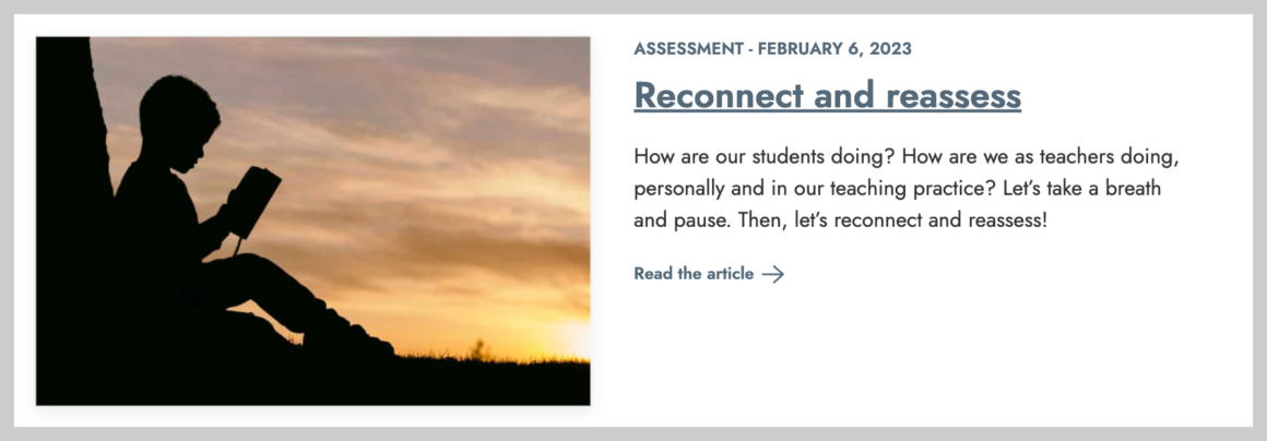 Screenshot of post excerpt showing "Assessment" as the primary category.
